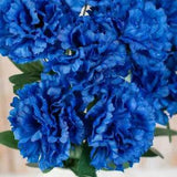 18" Tall Artificial Royal Blue Poly Silk Carnation Bush with 14 Blooms
