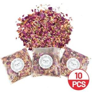 10 Rose Petal Confetti Packets Natural Dried Real Biodegradable Wedding Confetti