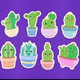 Cute Cactus Sticker Pack - Includes 8 Stickers 2" - Kawaii Laptop Stickers Die Cut - Plant Computer Decals - Succulent Gifts For Plant Mom