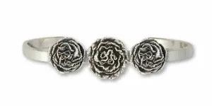 Triple Carnation Bracelet Jewelry Sterling Silver Handmade Flower Bracelet CN1-3