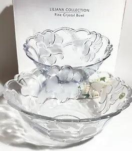 NEW Studio Crystal - Liliana Collection - Large SERVING BOWL - Frosted Lily -11???