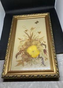 Beautiful Vintage Framed Dried Pressed  Flower Floral Art Picture 10x6