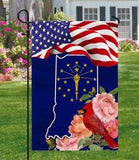 Indiana State With Cardinal And Peony Flower Indiana Garden Flag 12X18Inch