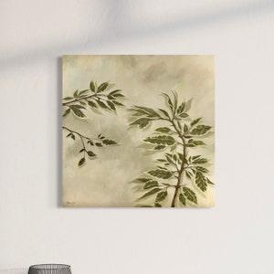 Sunny leaves / Oil paint on canvas panel / 50 x 50 cm / 19.7 x 19.7 inch / Wall decor