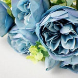 Dusty Blue peony bunch, Silk Artificial Flowers, DIY wedding flowers, Floral stems, Flower Bunch, Home Accents, Wreath Making Bouquet