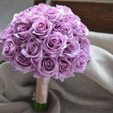 Lavender Mauve Roses, Bridal Bouquet, Real Touch Roses, Bouquets, Silk Bridal Bouquets