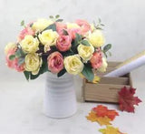 Fake flowers rose peony silk small bouquet For Home Wedding Decoration DIY