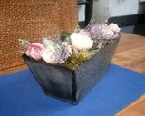 Silk Floral Arrangement Centerpiece In Metal Tin Embossed Container