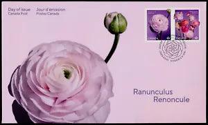 Canada 3373-4 on FDC - Flowers, Ranunculus