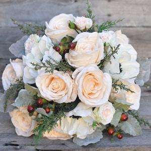 Bride Bouquet, Bridal Bouquet, Wine, Rose Gold, Dusty Rose Bouquet, Custom Wedding Flowers, Winter Bridal Flowers, Blush and Ivory Bouquet