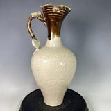11.8" china antique song dynasty ding Porcelain white glaze peony flower vase