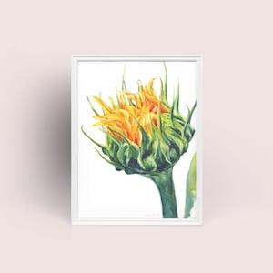 Macro Flowers Series No. 5 Original Watercolor Impression Painting, Macro Sunflower Home Wall D??cor Hanging Gift