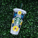 Sunflower and Butterfly Starbucks Cold Cup