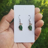 Emerald Green Leaf Earrings, Hypoallergenic Minimalist Christmas Gift, Titanium Earrings, Handmade Jewelry Gift, Valentine's Day SALE