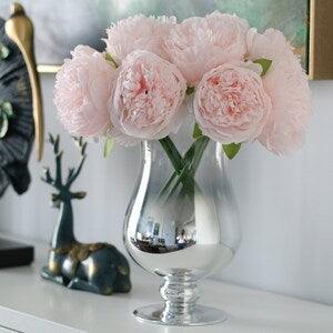 Light Pink Silk Peony Bouquet Quality Wedding Flowers 5 Heads Artificial Peonies Bouquet For Bridal Bridesmaids DIY Flowers Centerpieces
