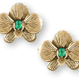 Orchid Jewelry 14k Gold Handmade Orchid Flower Birthstone Earrings  OR5-SEG