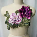 3D Peony Flower Leaf Lace Fabric Collar Embroidered Gown Appliques Wedding Dress