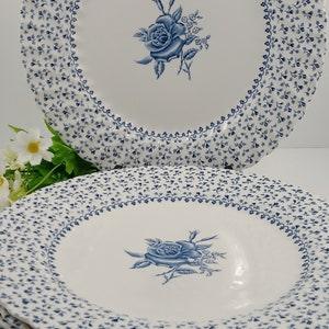 Set of 6 Vintage Ironstone Dinner Plates; Johnson Bros. "Rose Bouquet Pattern" Made in England; 1970s