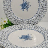 Set of 6 Vintage Ironstone Dinner Plates; Johnson Bros. "Rose Bouquet Pattern" Made in England; 1970s