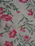 Feed Sack White with Pink Carnations Cotton Fabric