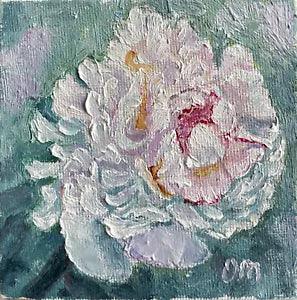 Peony  painting original White peony painting peony picture Flower wall art