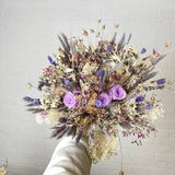 Lilac eternal roses wildflower bride bouquet / purple wedding bouquet / scottish thistle bouquet