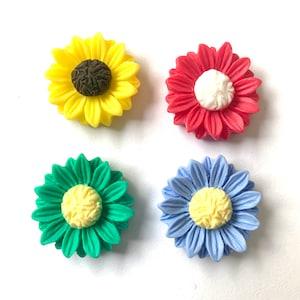 Sunflower magnet set  fridge magnets flower resin magnets assorted flower mix lot of magnets 4 color sets available