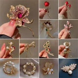 Charm 3D Red Rose Flower Zircon Pearl Brooch Pin Breastpin Women Jewellery Gifts