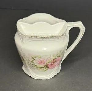 Antique Shaving Mug Mustache Cup Porcelain Bavaria Flowers Gold Floral Carnation