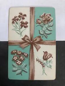 Vintage Roses Tulips Carnation Bell Flowers 1x SWAP PLAYING CARD Art Bow Ribbon