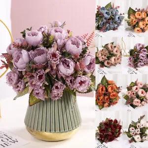 10 Heads Silk Peony Artificial Flowers Peony Wedding Bouquet Home Party Decor