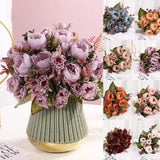 10 Heads Silk Peony Artificial Flowers Peony Wedding Bouquet Home Party Decor