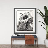 1919 One of A Kind Giant Sunflower Print, Retro Botanical Wild Flower Wall Art, Art Nouveau Poster by Julie de Graag Reproduction, MCM Decor