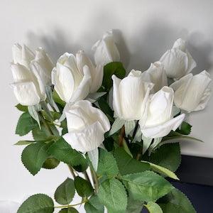 23" Real Touch Latex Rose Bud Stem | High Quality Artificial Flower | Floral | Wedding/Home Decoration | Gifts - White