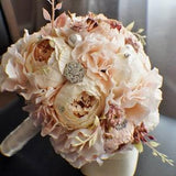 Peony Bridal Bouquet, Silk Wedding Flowers, Brooch Bouquet, Champagne Wedding Flowers, Vintage Wedding, Shabby Chic Wedding Bride Bridesmade