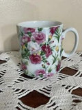 Small  Coffee Cup With Pink, White And Yellow Carnations, Easter Flowers Spring