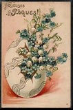 AX176 EASTER HUGE EGG FORGET ME NOT LILY of the VALLEY Embossed