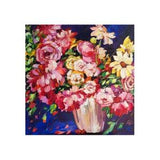 Colorful flowers original oil painting, peony, rose vase artwork, floral wall art