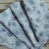 Grey and White Sunflower Cloth Napkins - 14