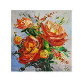 Original Rose Painting,Flower Bouquet, Floral Impasto,Oil Impasto,Small Painting,Flower Art,Nursery Wall Art, 6 by 6 inches
