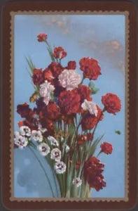 Playing Cards Single Card Old Vintage  CARNATION FLOWERS Bee BUTTERFLY Picture B