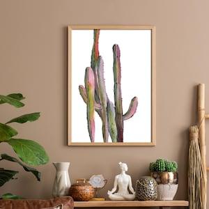 Cactus Watercolor Print, Desert Nature Fine Art Print, Cactus Watercolor Painting, Botanical Art Print, Pink Green Plants Wall Art Print