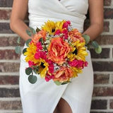 Sunflowers + orange &  pink flower bouquet