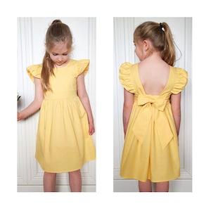 Yellow flower girl dress, little girl dresses, ruffle dress, pretty girls dress, baby dress, birthday girl, junior bridesmaid toddler dress