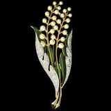 Coro Gene Verrecchio Pave Enamel Pearls Giant Lily of the Valley Flower Pin