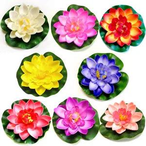 8PCS Artificial Lotus Flower Water Lily Fake Plants Swimming Pool Floating Plant