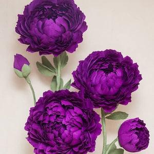 Giant Paper Flower with Stem Huge Paper Peony Photo Prop Wedding Paper Flower Backdrop composition of 5 flowers
