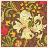 William Morris's Brown Golden Lily Detail Design Counted Cross Stitch Pattern
