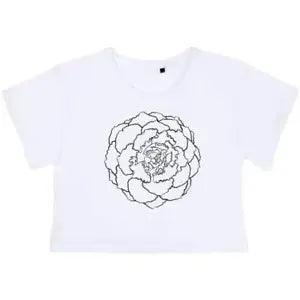 'Peony Flower' Women's Cotton Crop Tops (CO013841)