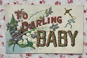 Vtg. Early 1900s Embossed Postcard For Darling Baby Lily of the Valleys